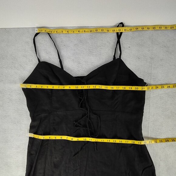 Forever 21+ Black Linen Blend Midi Dress Spaghetti Strap Tie Front Size 3X - Picture 8 of 12